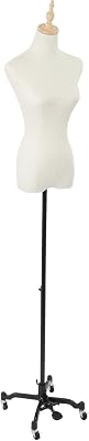 Female Dress Form Mannequin Torso, 51-75 Height Adjustable Body Model Clothing Display Model with 360 Casters, for Dress Jewelry Clothing Display Sewing Creamy White