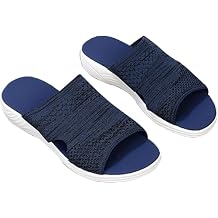 Washable Slingback Orthopedic Sandals Slide Sports Sandals Women's Orthotic Sandals Summer Comfy Thick Bottom Fish Mouth Mesh Platform Soft Sole Casual Beach Shoes,Blue,US11/EU43