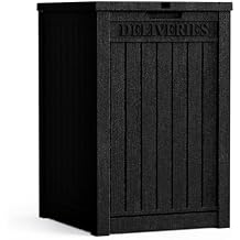 48 Gallon Large Package Delivery Box,Storage Box with Lockable Secure,Double-Wall Resin Outdoor Package Delivery and Waterproof Deck Box for Porch, Curbside (Black)