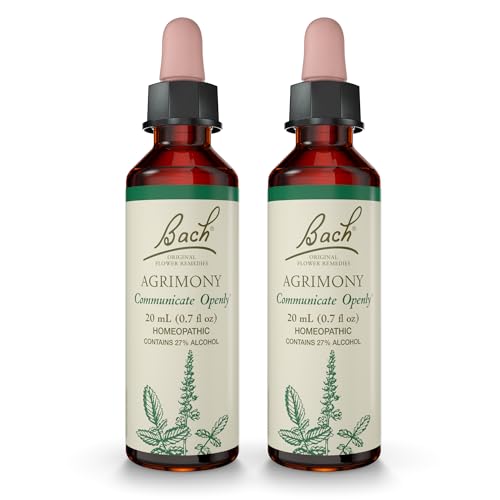 Bach Original Flower Remedies, Agrimony - 20mL Dropper, Pack of 2 - Communicate Openly - Natural Homeopathic Flower Essence for Emotional Balance - Vegan, Gluten Free, Sugar Free