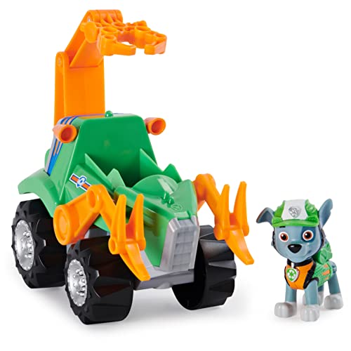 PAW Patrol, Dino Rescue Rockys Deluxe Rev Up Vehicle with Mystery Dinosaur Figure