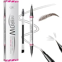 Eyebrow Pen - Eyebrow Pencils for Women, W3W Dual-Ended Microblading Eyebrow Pen, Micro-Fork-Tip + Ultra-Fine Brush Tip, Waterproof Smudge-Proof, Create Natural Hair-Like Brows (Brown)