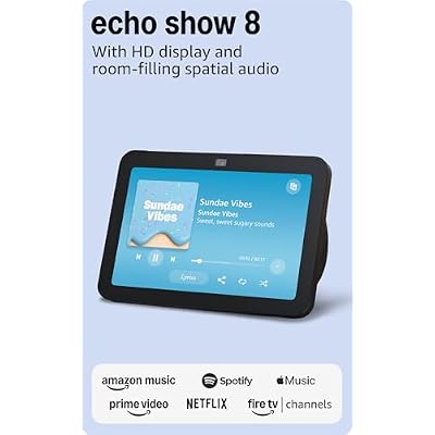 Like-New Amazon Echo Show 8, With Spatial Audio, Smart Home Hub, ideal for open living spaces, Designed for Alexa+, Charcoal