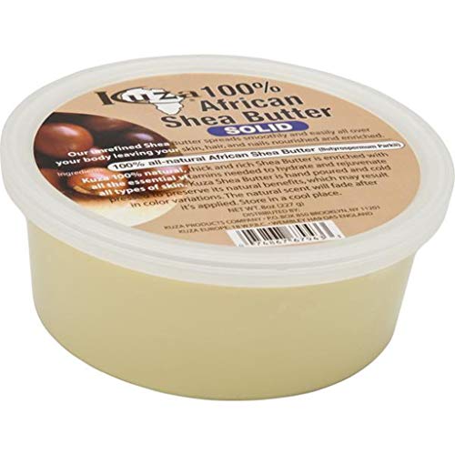 Kuza 100% African Shea Butter - Solid, White - for Skin, Hair and Nails, 8 oz