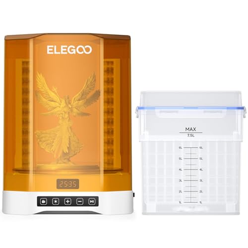 ELEGOO Mercury Plus V3.0 Wash and Cure Station, 7.5 L Large Capacity, Compatible with Mars Saturn Photon Halot MSLA LCD DLP 3D Printers, Washing Size of 9.055.3110.24