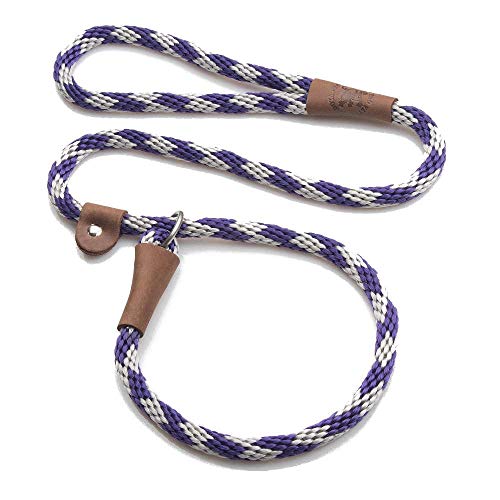 Mendota Pet Slip Leash - Dog Lead and Collar Combo - Made in The USA - Amethyst, 12 in x 4 ft - for Large Breeds