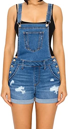 WAX JEAN Overall Shorts for Women Juniors and Teens Bib Jean Denim Short Skirt