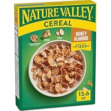 Nature Valley Honey Almond Breakfast Cereal with Flakes, Granola Clusters and Almond Slivers, Excellent Source of Fiber, 15.6 oz