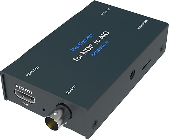 Magewell Pro Convert for NDI to AIO IP, NDI, NDI HX Decoder with HDMI & SDI Outputs, 1080p60, PTZ Control, RJ45 Gigabit, Web Control & PoE/USB Power, Professional AV-Over-IP Converter (64210)
