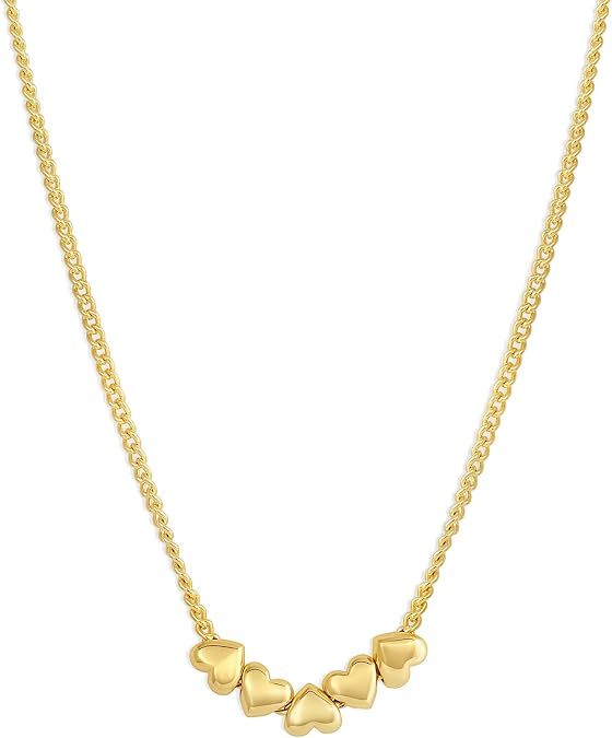 gorjana - Lou Heart Necklace 16"-18" - 18k Gold Plated Brass - Chain with Heart Charms- Spring Ring Closure - Everyday Elegance - Perfect for Gifting
