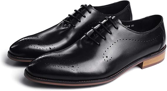 Men's Dress Shoes,Work Office Business Leather Shoes Breathable Party Banquet Formal Brock Footwear,Black- 38/UK 5.5/US 6.5