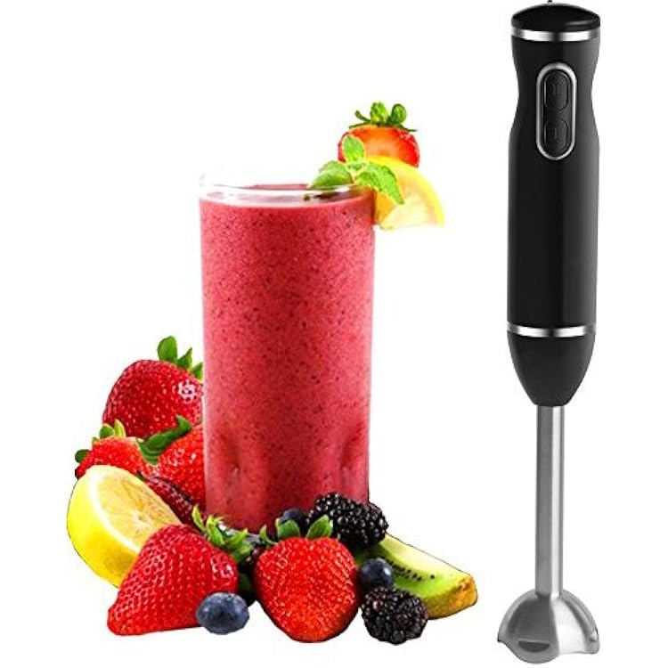 Moss & Stone Hand Blender With Egg Whisk, Powerful 300-Watt Stick Blender, Hand Mixer Set Stainless Steel Shaft & Blades, Black Handheld Blender With Ergonomic Handle Without Chopper