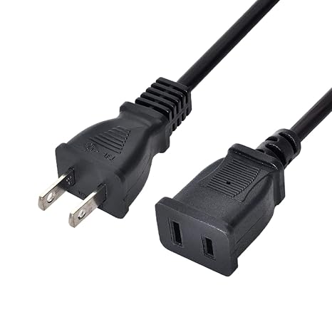 Cablecc Straight Connector USA Outlet Saver Power Extension Cord Cable 2-Prong 2 Outlets for NEMA 1-15P to NEMA 1-15R 50cm