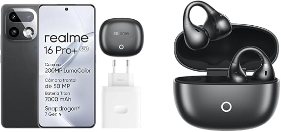 realme 16 Pro+ 5G 256GB 8GB Master Grey EU AMZ+Buds Clip Black