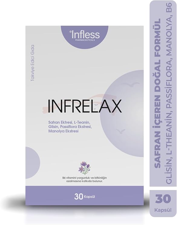 Infrelax – Safran, L-Theanin, Glisin, Passiflora, Manolya İçeren Bitkisel İçerikli 30 Kapsül