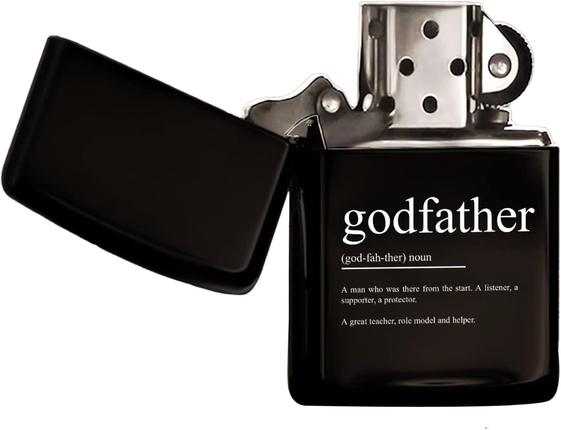 BK Gift Color Printed Black Gasoline Metal Lighter with Godfather Design