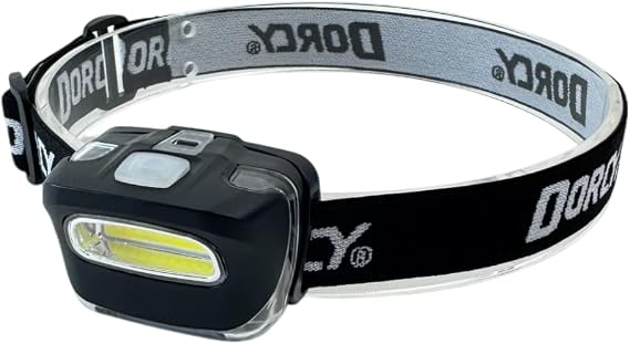 Dorcy 8-LED Adjustable LED Headlight Flashlight with Blinking Red Light Setting and Push Button Switch, Black (41-2095)