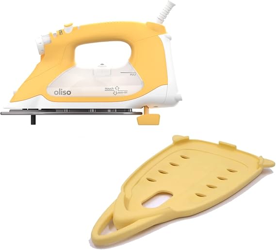 Oliso TG1600 Pro Plus 1800 Watt SmartIron with Auto Lift & Oliso Solemate Silicone Iron Soleplate Protector for TG Series Irons, Yellow