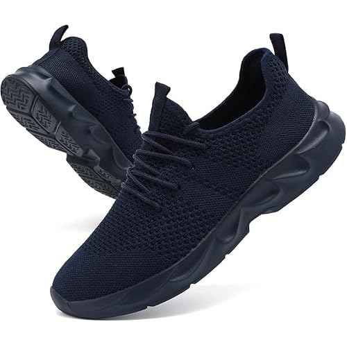 Mens Running Shoes Sneakers Tennis Non Slip Walking Gym Workout Athletic Slip On Casual Lightweight Breathable Mesh Fashion