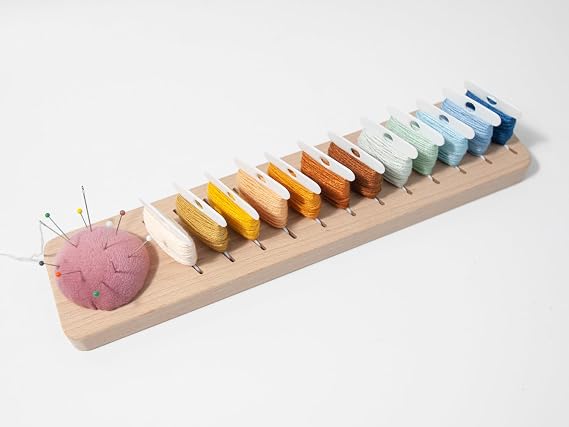 Bobbin Rack for Embroidery Floss Beech Wood Floss Organizer (Rectangle)