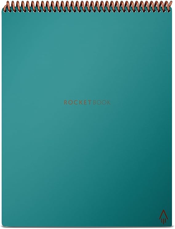 Rocketbook Flip Smart Notepad, Teal Cover, Lined/Dot Grid Rule, 8.5 x 11, White, 16 Sheets