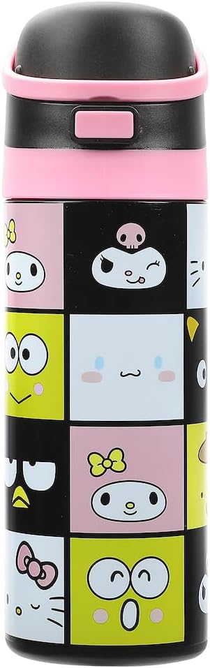 Hello Kitty & Friends Character Face Squares 24 Oz Stainless Steel Water Bottle