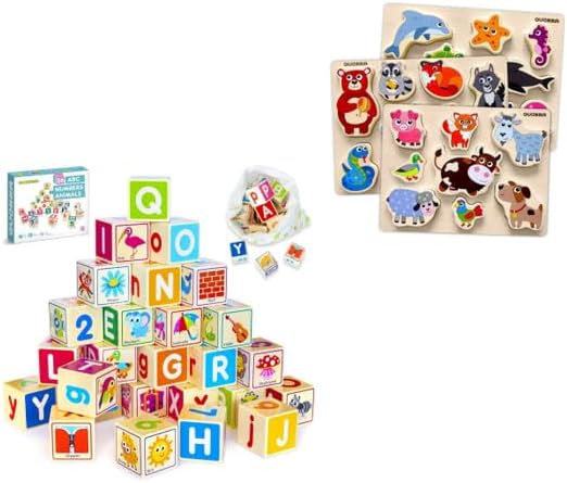 QUOKKA Wooden Blocks & Puzzles for Toddlers