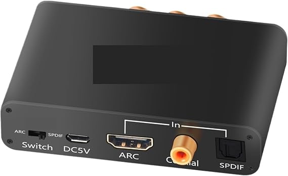 Digital to Analog DAC Hdmi-ARC Audio Extractor Optical Coaxial RCA 3.5mm Jack Converter DTS AC3 Lossless 5.1 7.1 Adapter(US Adapter)