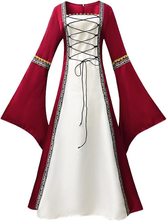Womens Medieval Dress Victorian Costume Renaissance Long Dress Costumes Cosplay Retro Gown