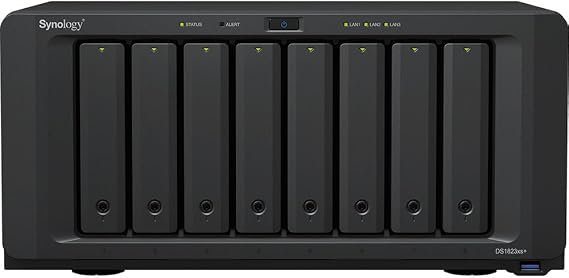 Synology DiskStation DS1823xs+ NAS Server with Ryzen 3.35GHz CPU, 32GB Memory, 16TB SSD Storage, 1TB M.2 NVMe SSD, 1 x 10GbE LAN Port, DSM Operating System