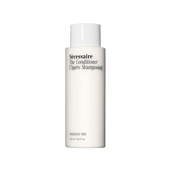 Necessaire The Conditioner. Fragrance-Free. Hydrating Treatment For Scalp + Hair. Hyaluronic Acid. Hypoallergenic. Dermatologist-Tested. Non-Comedogenic. No Silicones. 250 ml / 8.4 fl oz