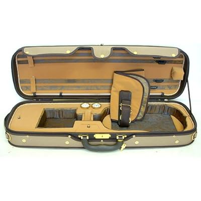 Luxury Euro-Style 44 Violin Case Oblong TanLight BrownTan