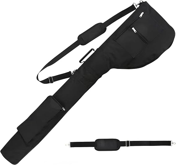 Foldable Golf Club Travel Bag, golf Club Carrier Bag with Zipper, Small Lightweight Portable Golf Carry Bag Waterproof, Golf clubs Bags with Strap and Pocket for Men Women, Holds 8-10 Clubs, Black
