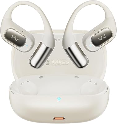 iWALK Open-Ear Headphones, True Wireless Headphones Bluetooth 5.4 Light Earbuds, Ultra Comfort Earhooks, 35H Playtimes, Clear Calls, Air Conduction Stereo Sound with 15mm Drivers for Workouts Beige