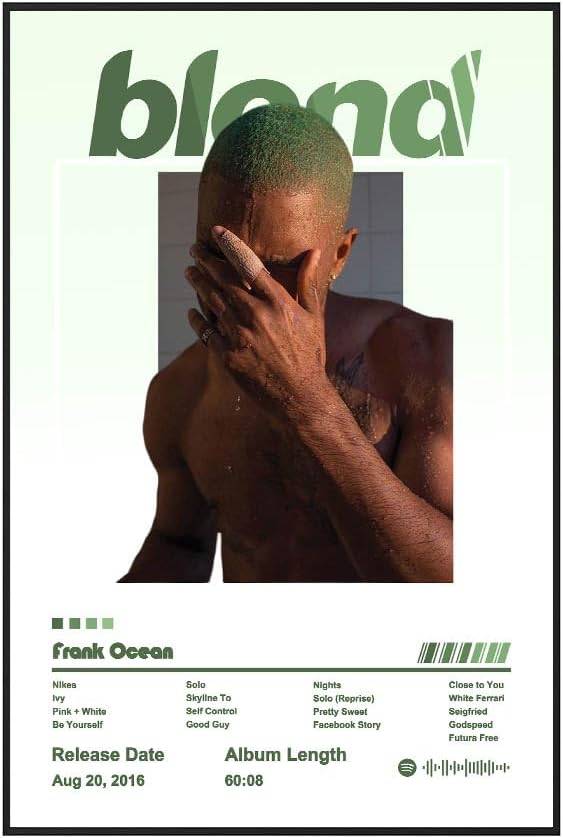 Jefuzh Frank Ocean Posters Blond Poster Music Album Cover Poster for Room Bedroom Aesthetic Home Decor Unframe Wall Art Print Silk Canvas Posters 11x17 in 28x43 cm