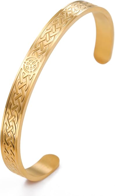 Celtic knot Bangle Bracelet for Women Stainless Steel Trinity Cuff Irish Jewelry for Christmas