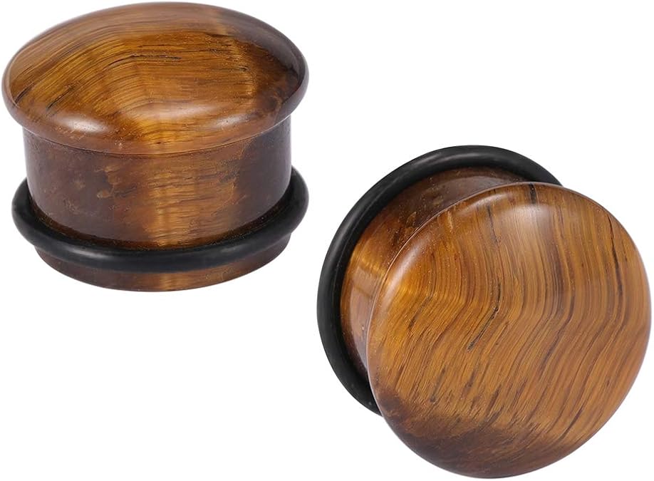 ZS Natural Stone Ear Plugs, Single Flare Ear Gauges for Piercing
