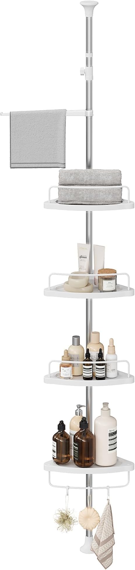 SONGMICS 4-Tier Corner Shower Caddy Tension Pole for Bathroom