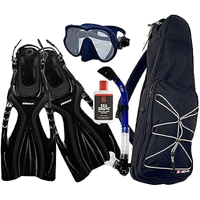 Promate Snorkeling Scuba Dive Frameless Mask Fins Dry Snorkel Gear Bag Set SCS0043