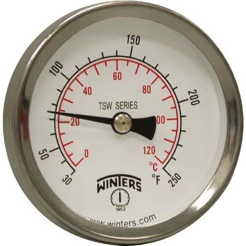 Winters TSW174LF Well Hot Water Thermometer, 12 NPT, 30 to 250 degrees F, 1% accuracy