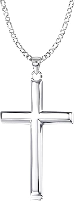 MILACOLATO Solid 925 Sterling Silver Cross Necklace for Men Women 16-24 in