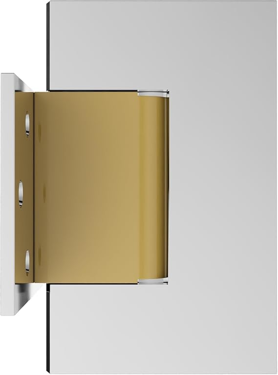 Brixwell Glass to Wall Mount Shower Door Hinge, Solid Forged Brass | Offset Back Plate, Polished Chrome With Brass Accents, 4" Height, 2-1/4" Width, Fits 3/8" and 1/2" Glass, Hardware Included