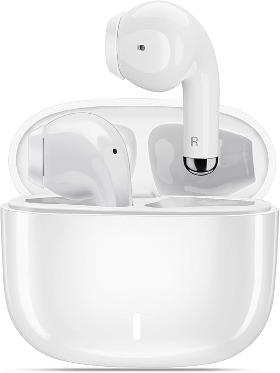ASKUBSKU Wireless Earbuds for Samsung S25 Ultra S26 S24 S23 Fe S22+, White | 5.3 Bluetooth Earbuds Ear Bud with Mic Touch HiFi Stereo Wireless Headphone for iPhone 17 Air 16 15 Pro Max 14 Plus/Pixel 10