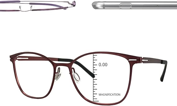 ProEyes Longitude 6, Progressive Blue Light Blocking Screwless Readers, Anti-Reflective, 0 Power on Top Lens