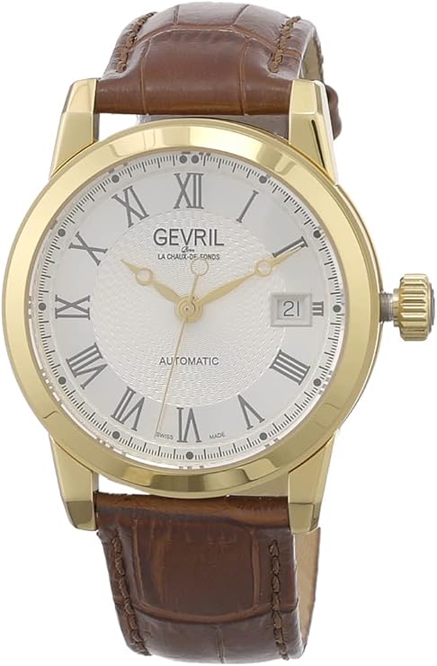 Gevril Men's Madison Swiss Automatic Watch, Genuine Italian Leather Strap