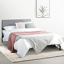 Mellow KERT - Metal Platform Bed with Fabric Headboard, Easy Assembly, Rounded Legs and Corners, Full, Sunset Coral, ML-FM-KE-SCF