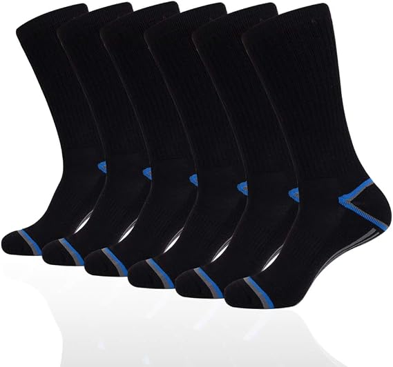 JOYNEE Mens 6 Pack Athletic Performance Cushion Crew Socks for Running and Workout