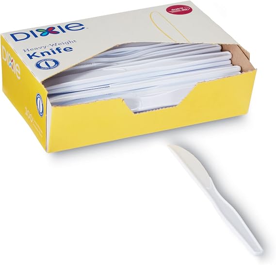 Dixie KH207 Plastic Cutlery, Heavyweight Knives, White, 100/Box