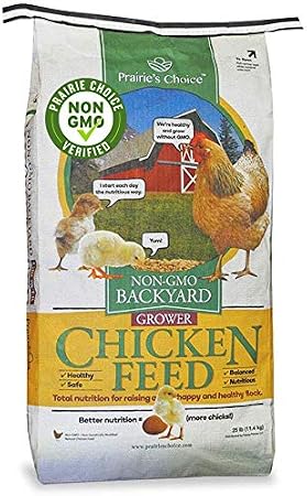 Prairie's Choice Non-GMO Backyard Chicken Feed - 18% Starter/Grower Formula, 25lbs