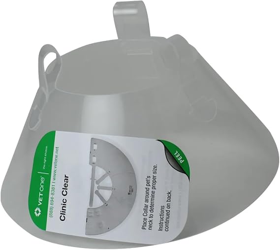 Vet One Clinic Cat Cone Collar - Clear Recovery Collar, Clear Cat Cone for Full Visibility, Adjustable Plastic Cone for Dogs and Cats
